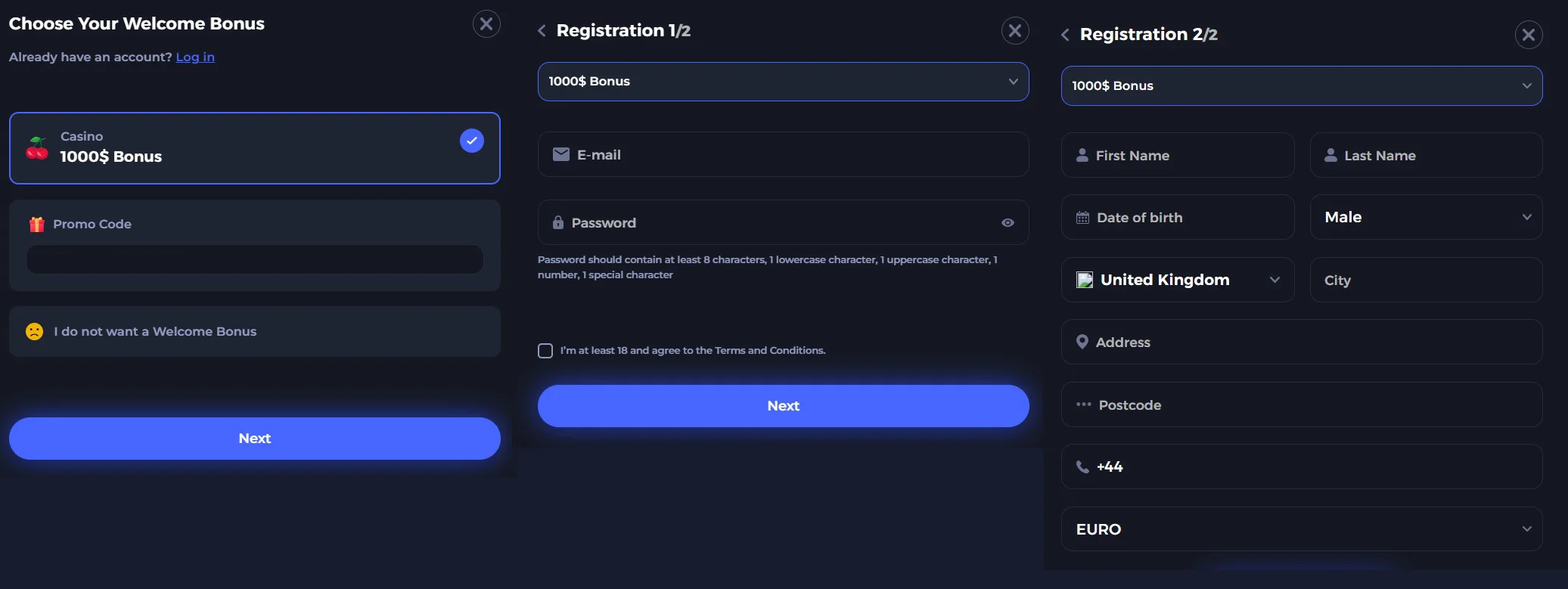 Dreamzino Casino registr